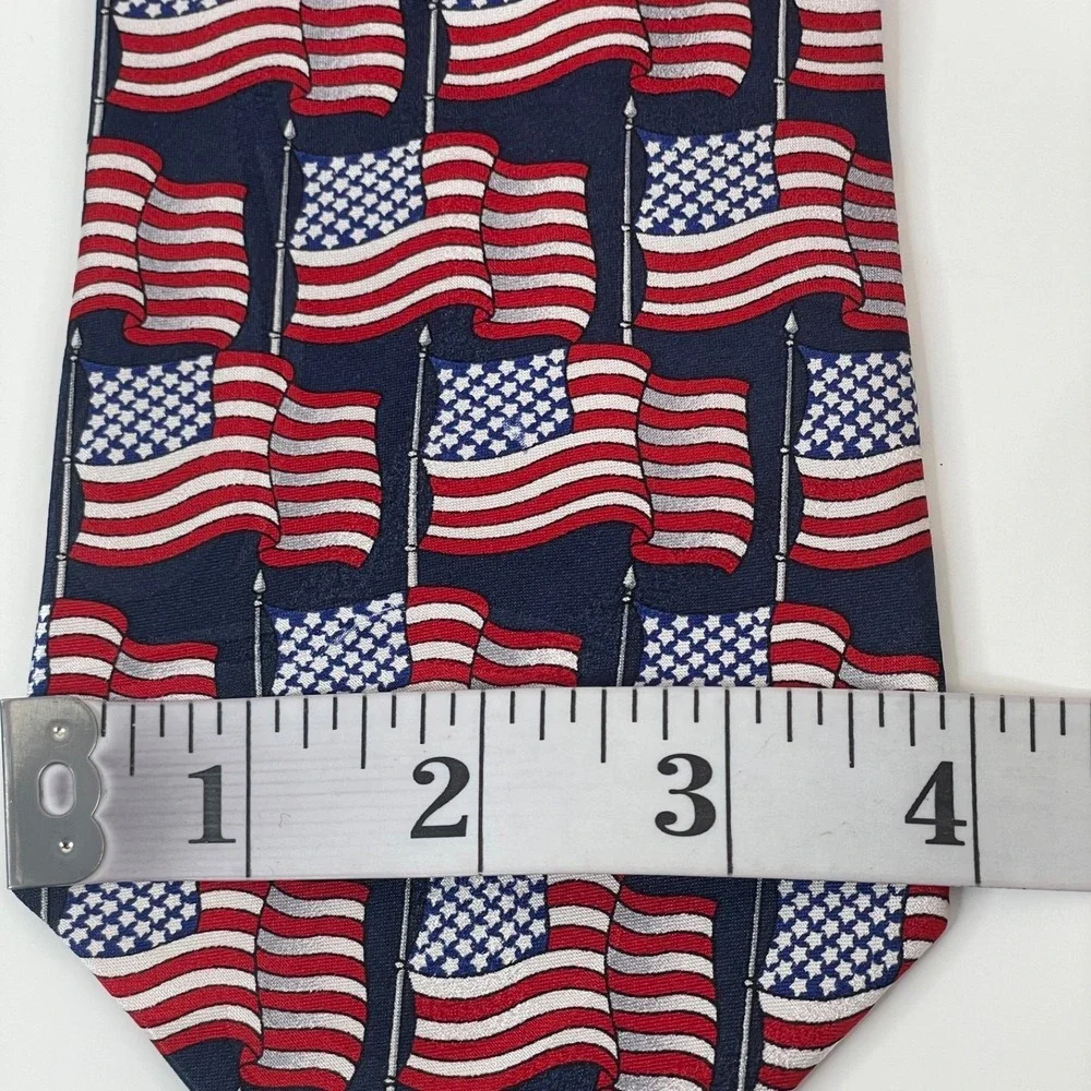 Vintage American Flag Necktie Mens Silk Patriotic USA 250th July 4th Large Print